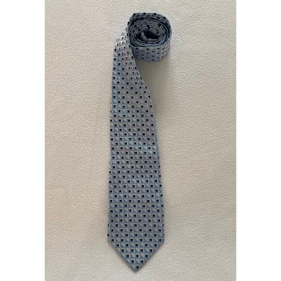Giorgio Armani Men’s Necktie 100% Silk Blue Geometric Luxury Made In Italy EUC - Picture 1 of 4